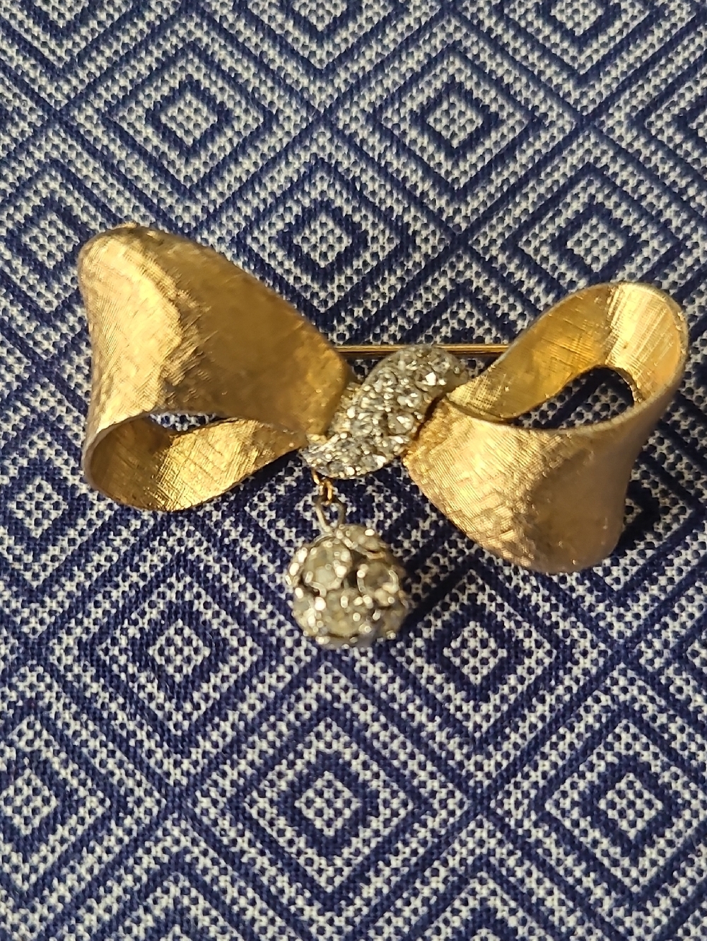 Vintage Golden Florentine Ribbon Bow Brooch